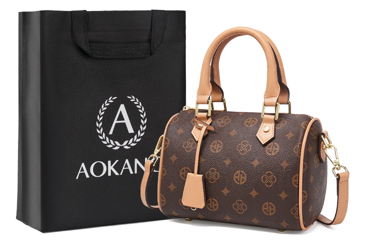 奥康/AOKANG AOKANG Boston Bag Coffee/Off-White