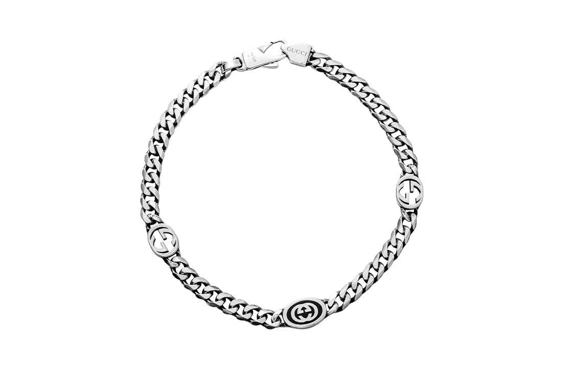 GUCCI/古驰 Gucci Interlocking Double G Bracelet Silver