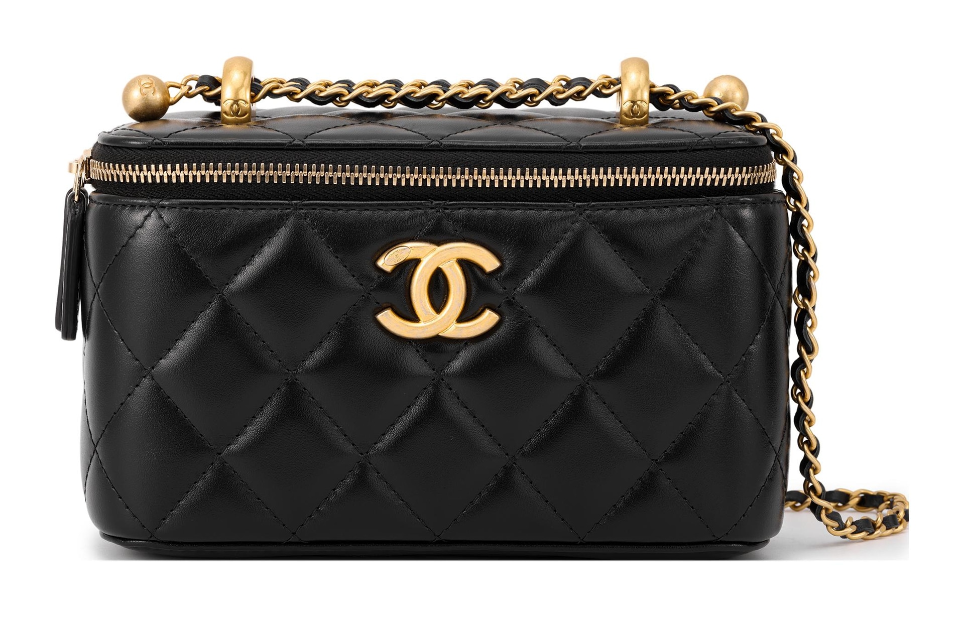 CHANEL Adjustable Chain Quilted Box Bag Black