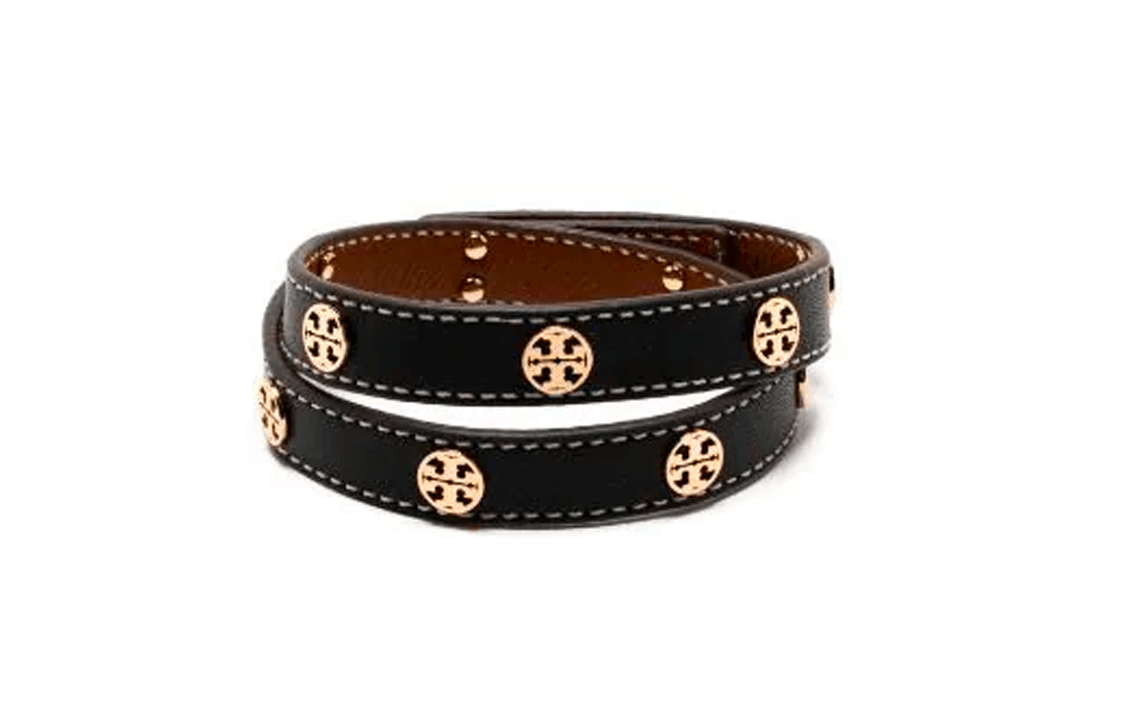 Tory Burch Double Wrap Leather Bracelet Black — фото 2