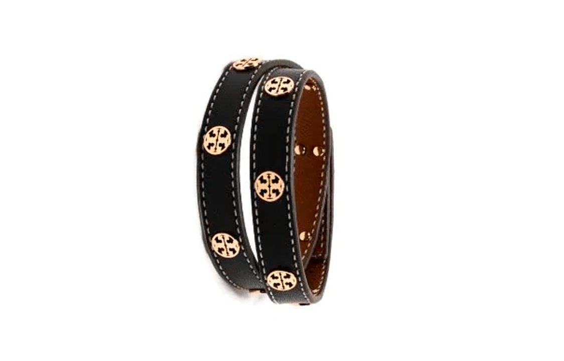 Tory Burch Double Wrap Leather Bracelet Black — фото 1