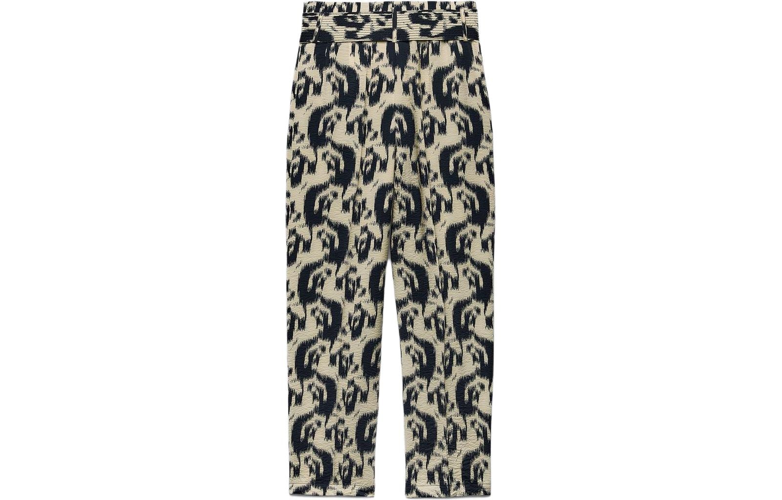 Zara Animal Print High Waist Straight Pants — фото 1