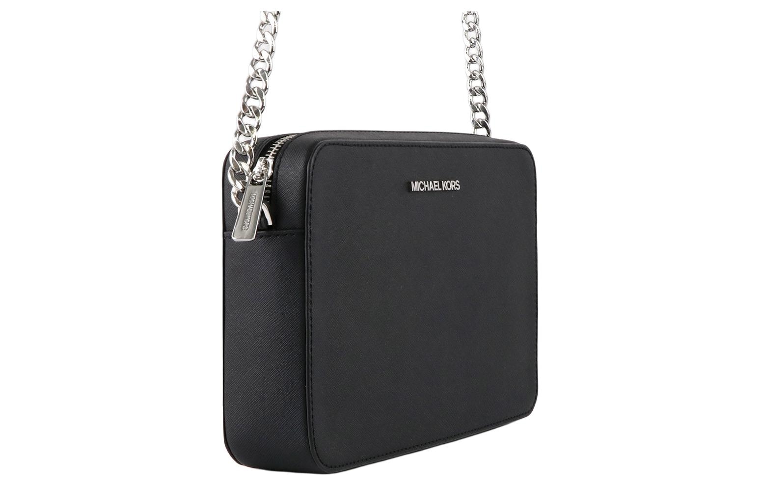 Michael Kors Jet Set Chain Logo Leather Shoulder Bag Large Black — фото 3