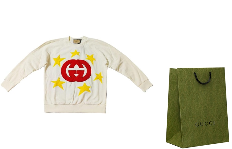Gucci Classic Double G Star Print Sweatshirt Off-White — фото 8