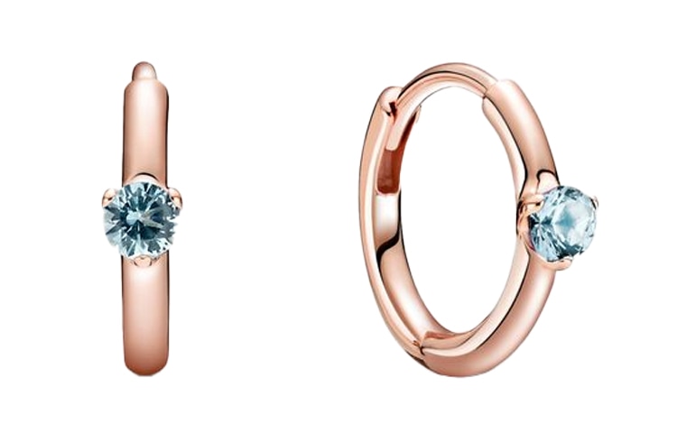 Pandora/潘多拉 Pandora Rose Gold Blue Stone Earrings