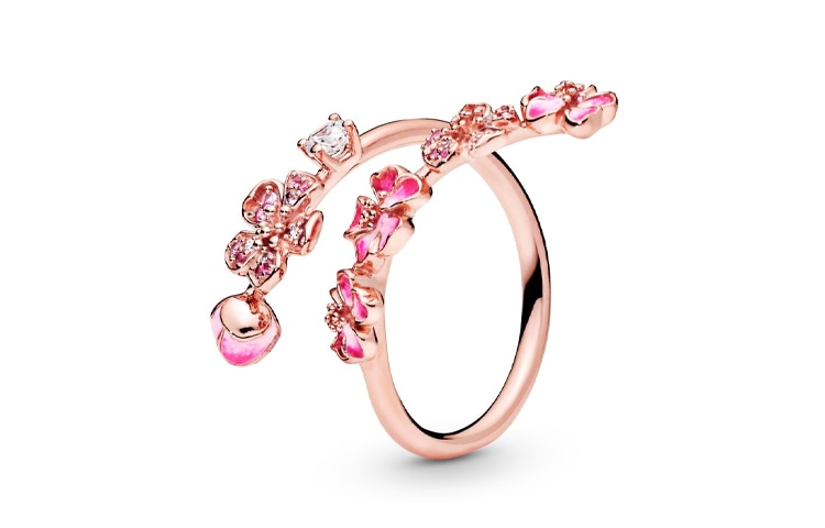 Pandora/潘多拉 Pandora Pink Peach Blossom Open Ring
