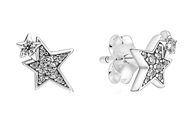 Pandora/潘多拉 Pandora Asymmetric Star Stud Earrings