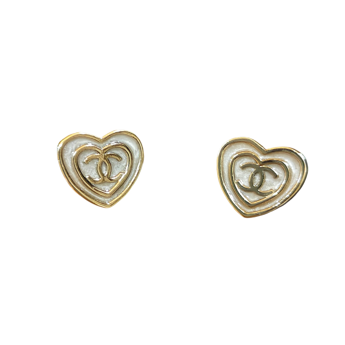 Chanel Enamel Heart Earrings