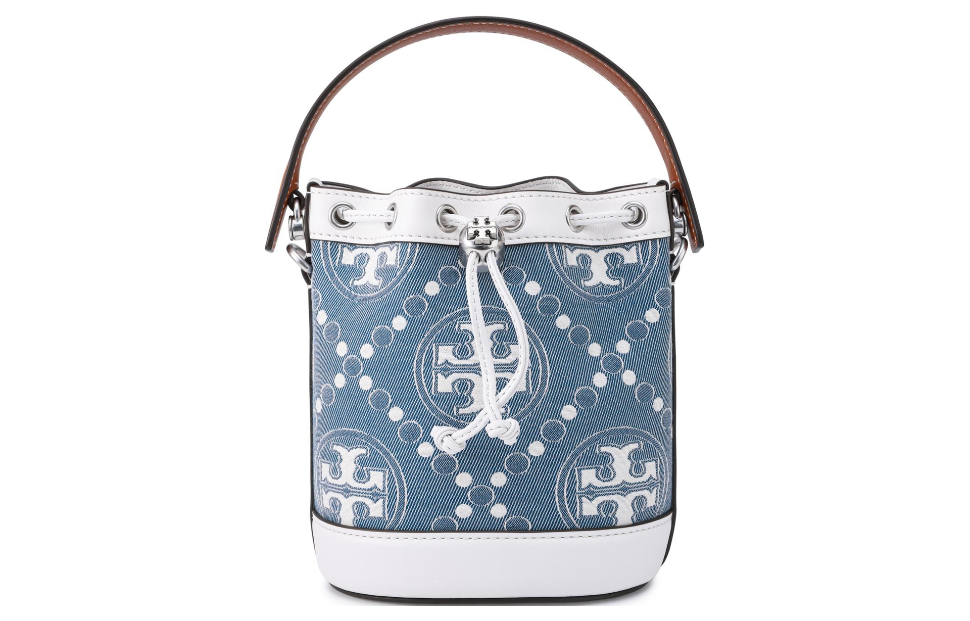 TORY BURCH/汤丽柏琦 Tory Burch T Monogram Bucket Bag Pearl Blue
