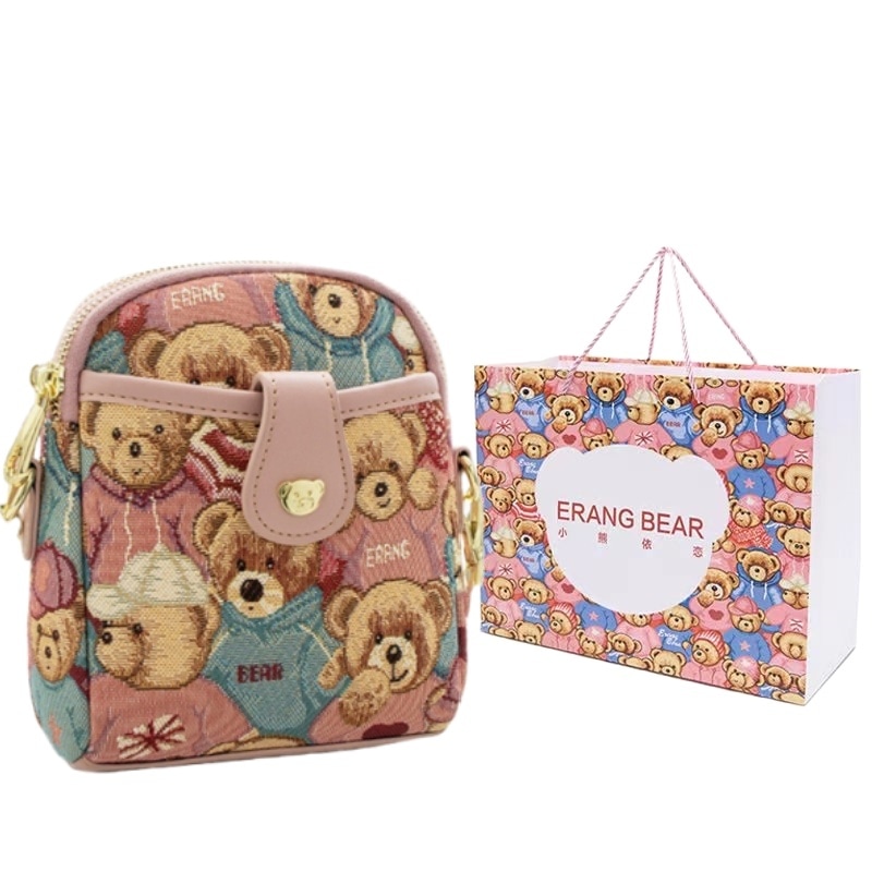 小熊依恋/ERANGBEAR 小熊依恋 原创设计 洋气手机包 时尚轻便 迷你帆布 斜挎包 休闲小挎包