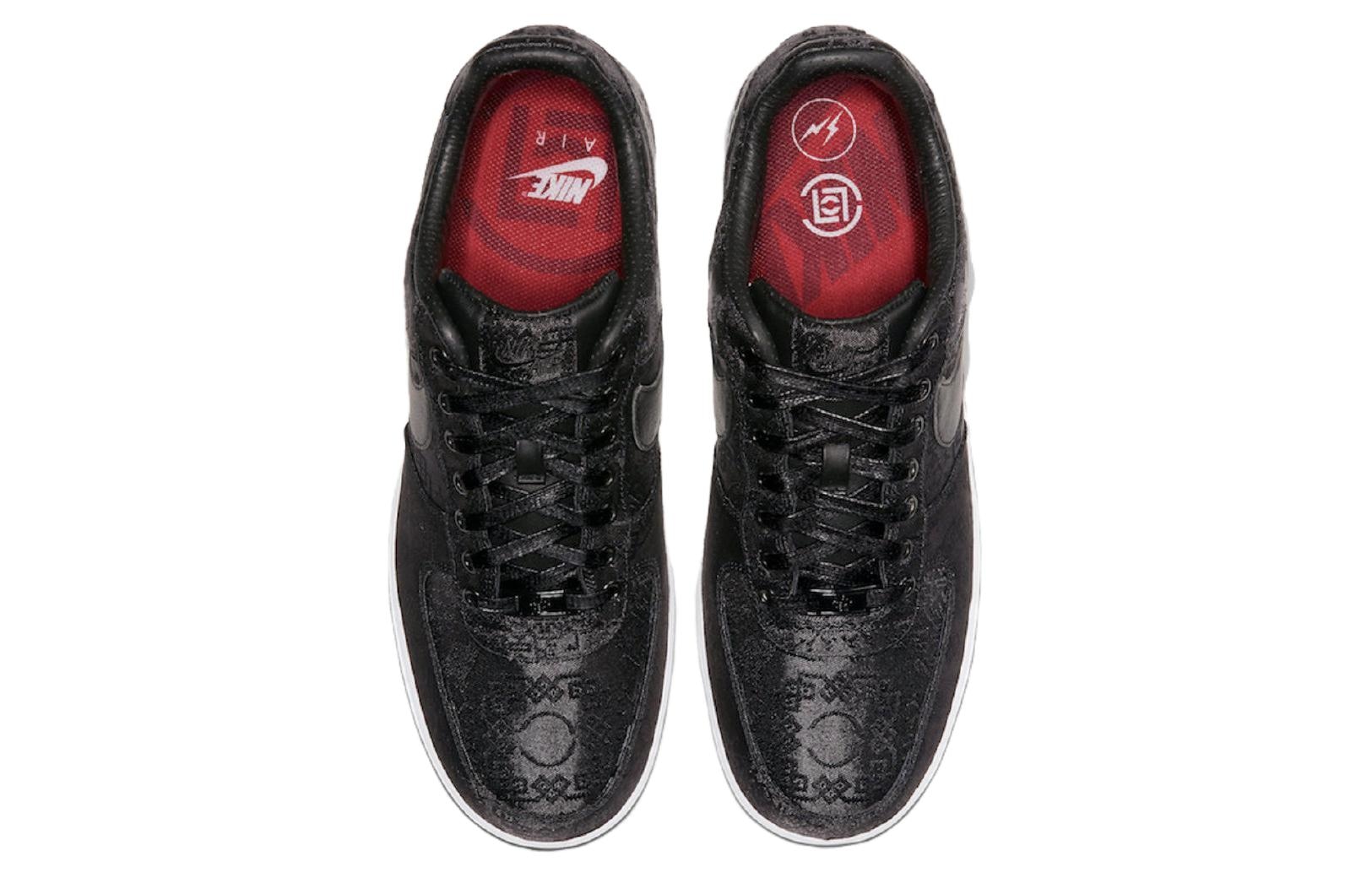 Nike Fragment Design x CLOT x Nike Air Force 1 Black Silk — фото 9