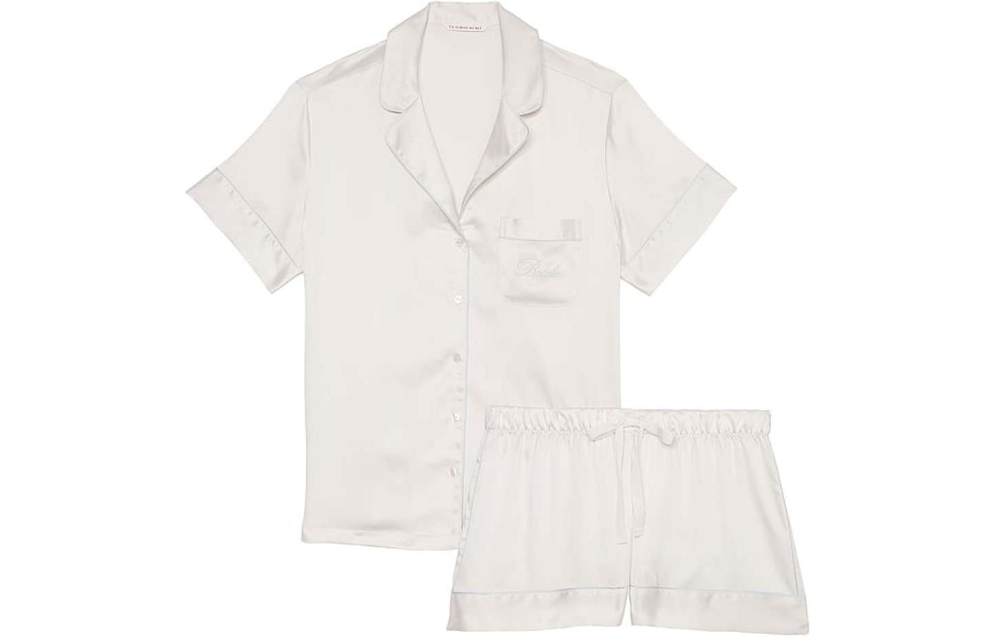 Victoria'S Secret Satin Short Pajama Set Coconut White
