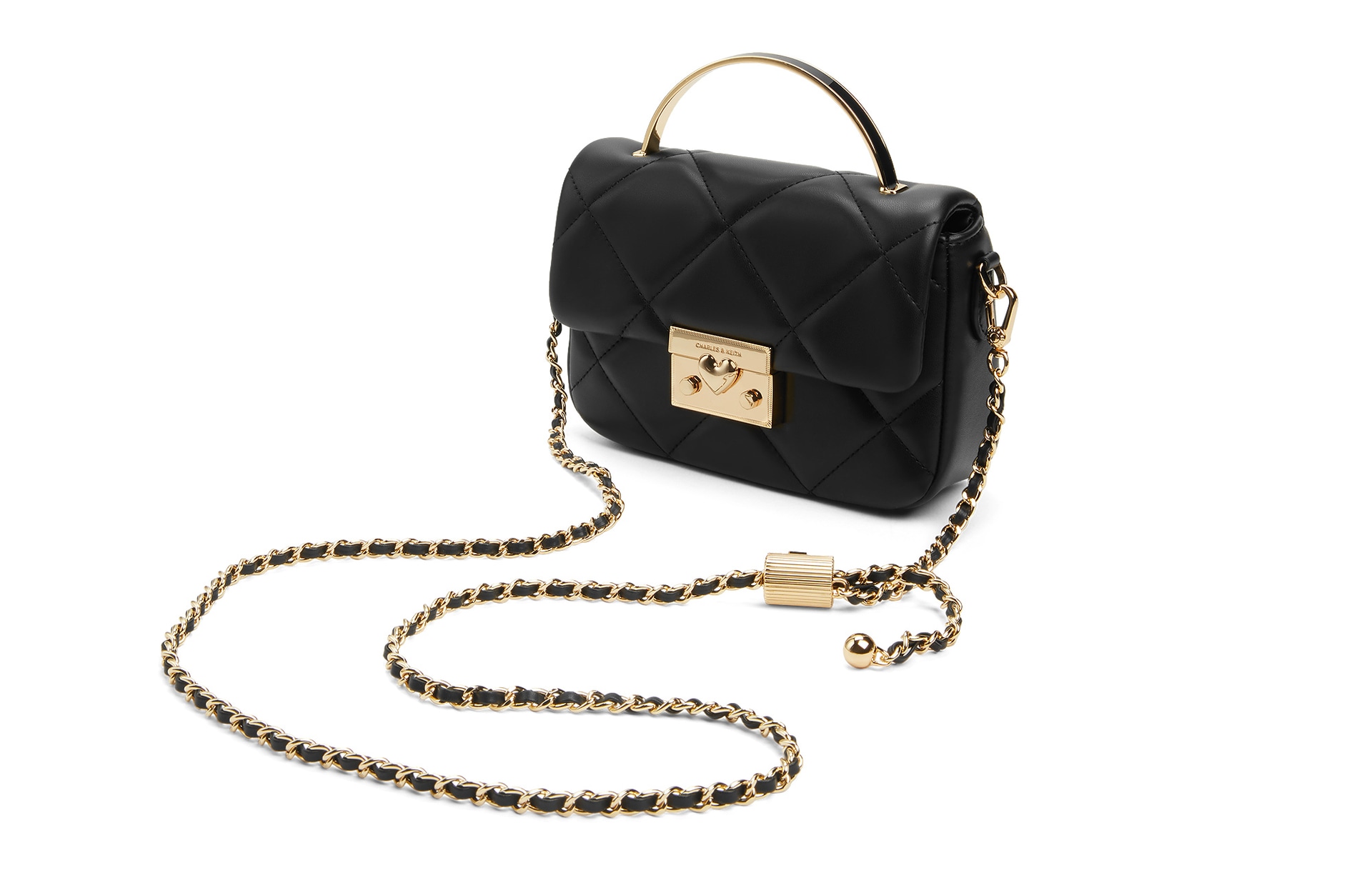 Charles&Keith Charles & Keith Quilted Heart Clasp Box Bag — фото 8