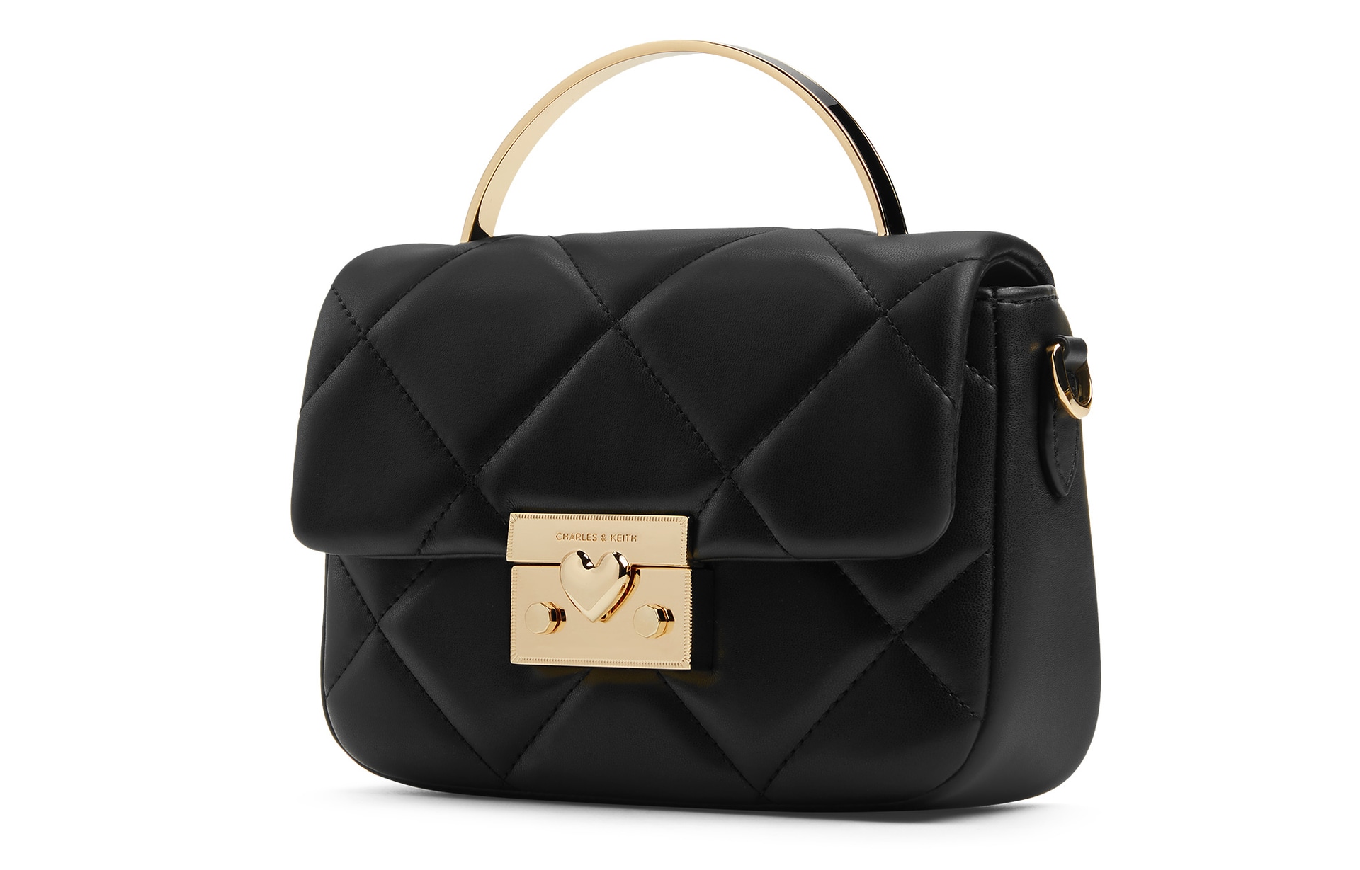 Charles&Keith Charles & Keith Quilted Heart Clasp Box Bag — фото 5