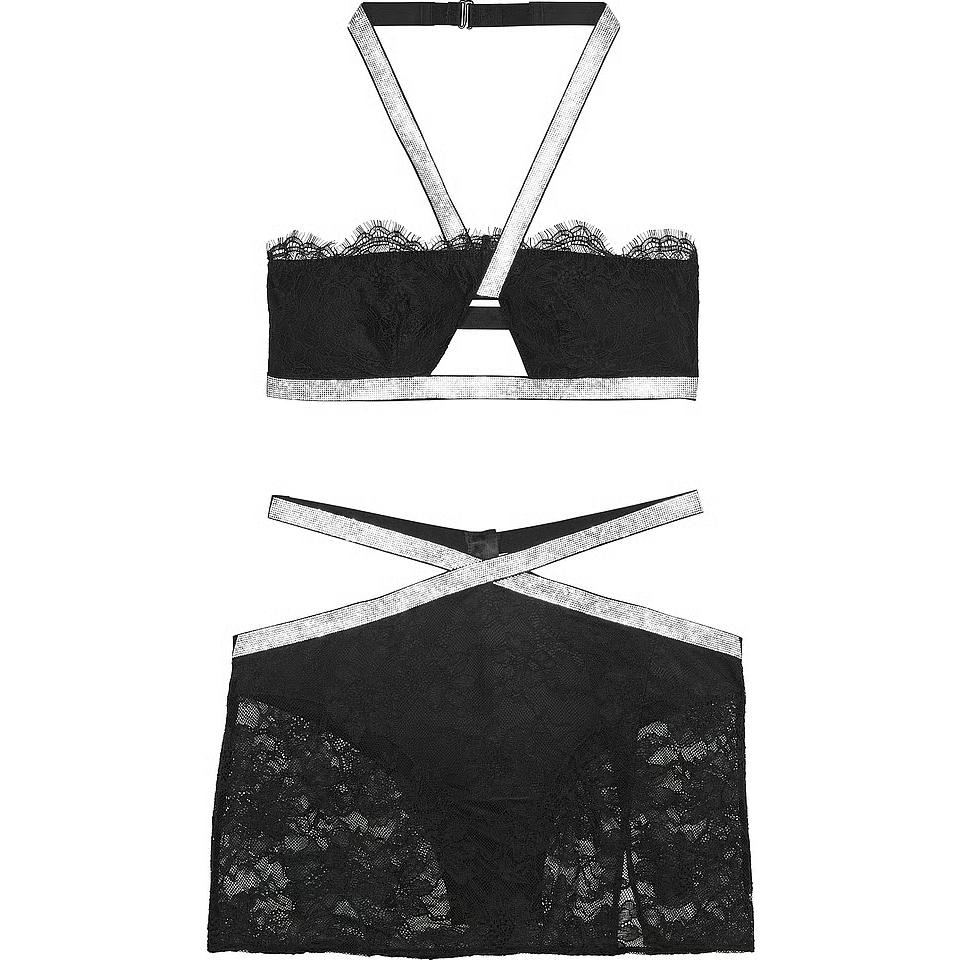 Victoria'S Secret Pink Shine Strap Set Black