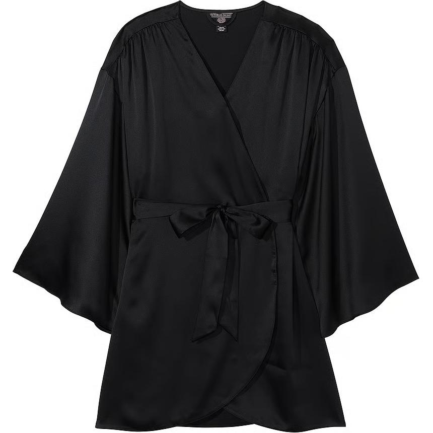 Victoria'S Secret Bride Embellished Satin Short RobeBlack