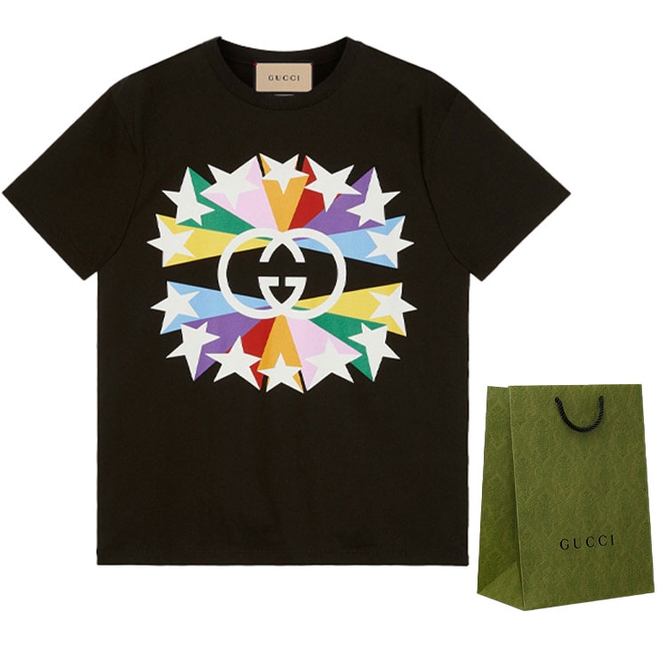 Gucci Interlocking G Star Logo T-Shirt Black — фото 4