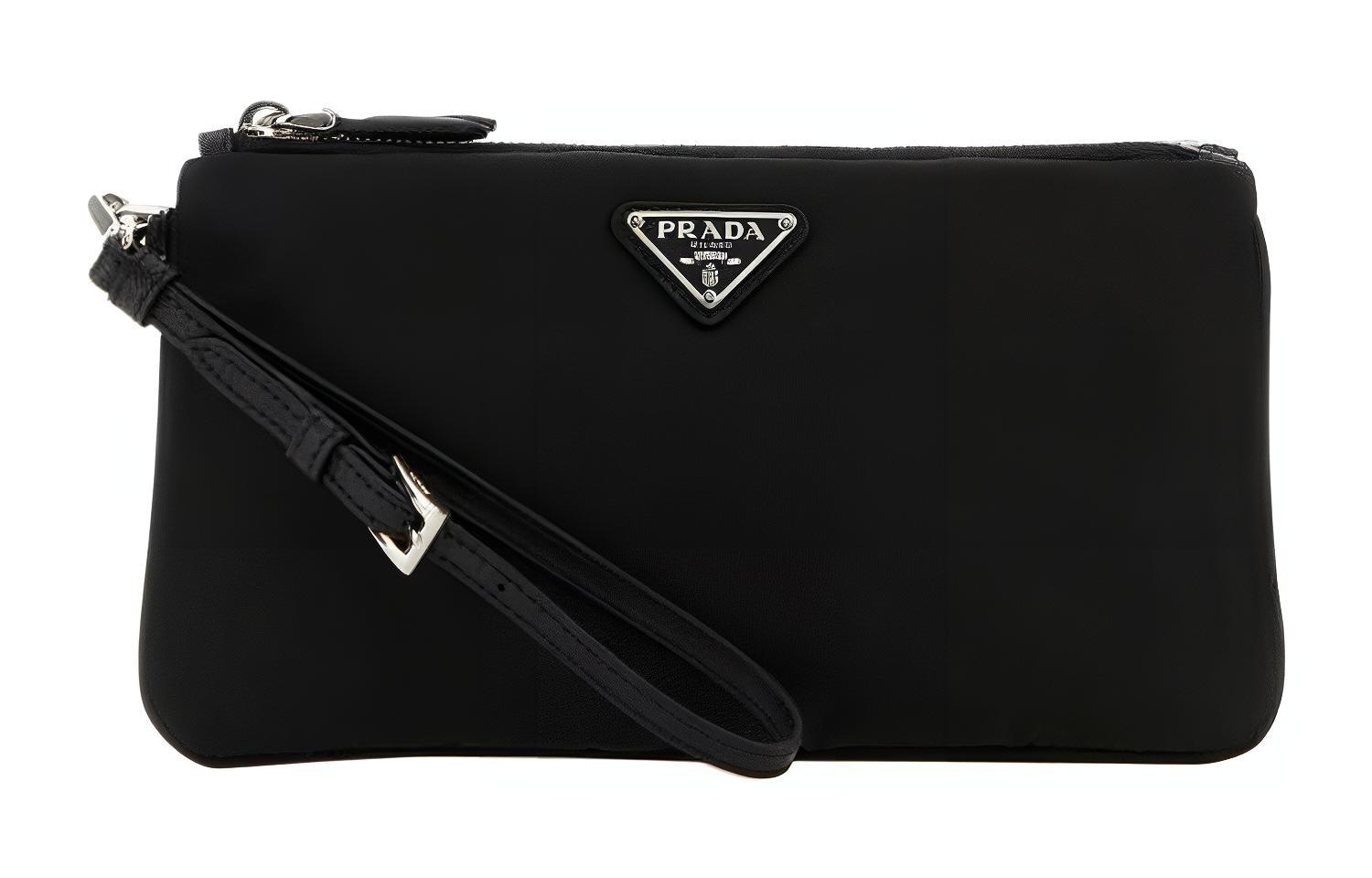 Сумки Prada Triangle Logo Nylon Clutch Black