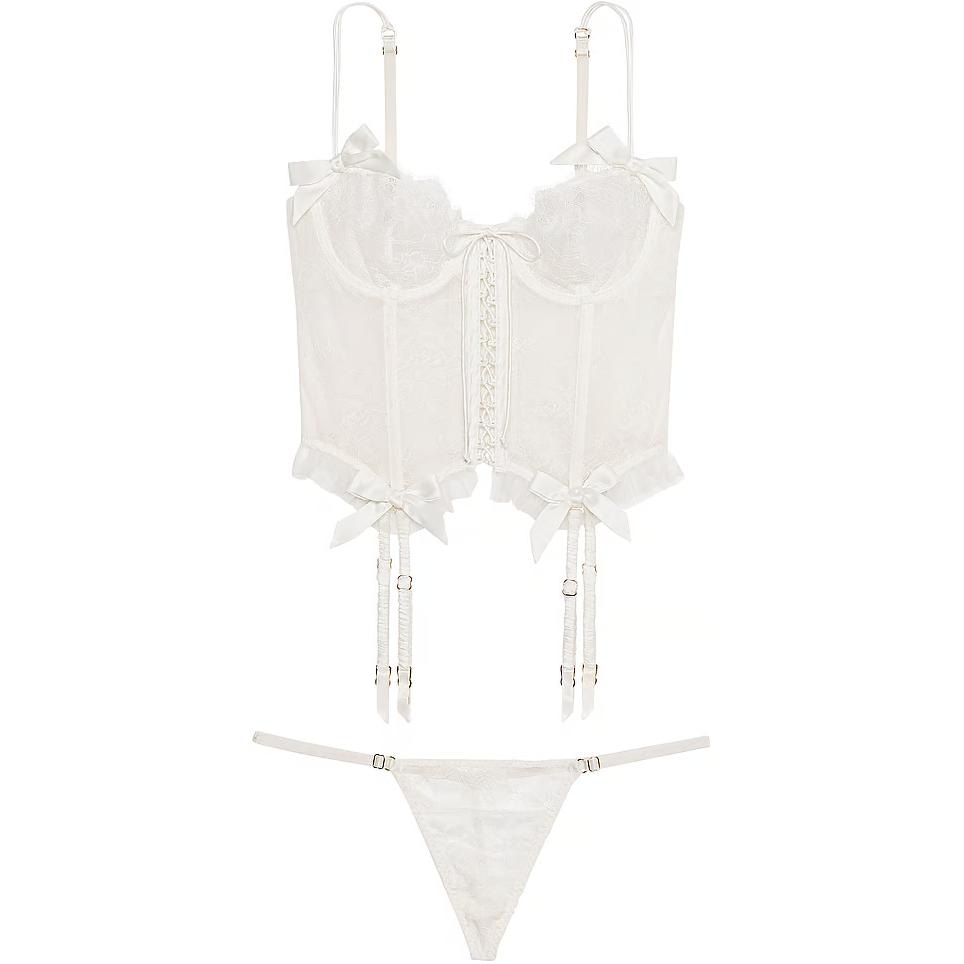 Victoria'S Secret Very Sexy Rose Lace Cropped Corset Set