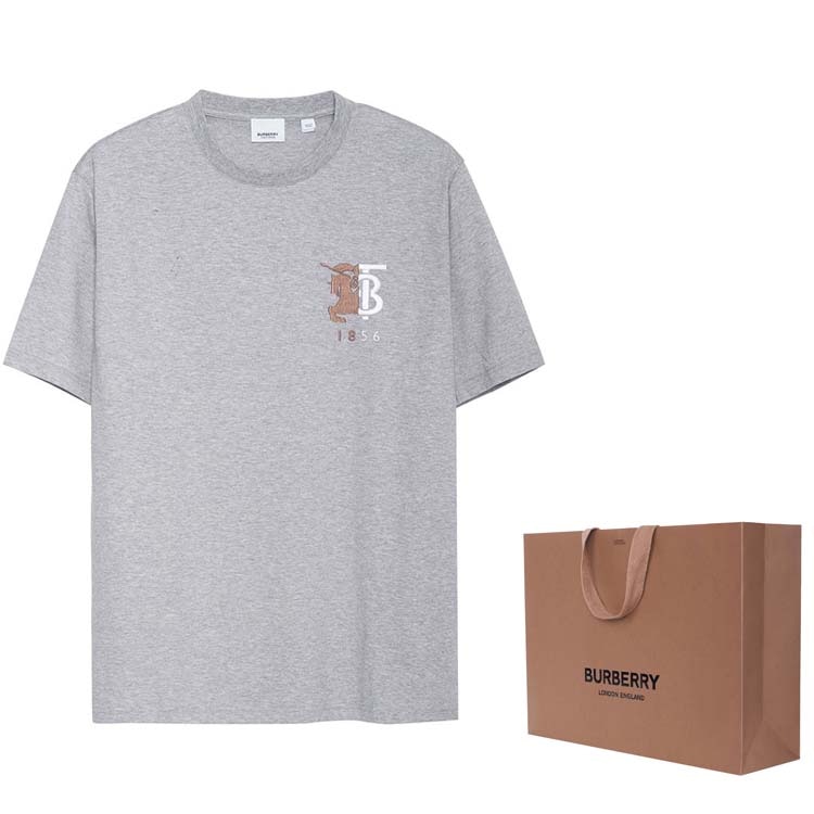 Burberry Equestrian Knight Logo Cotton T-Shirt Grey — фото 2
