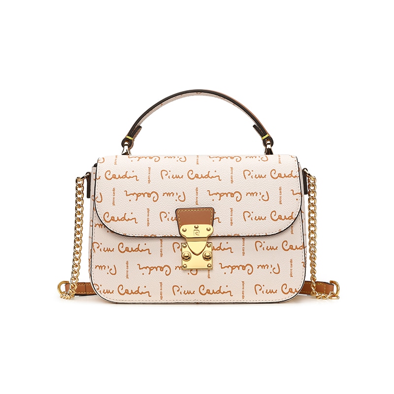 PIERRE CARDIN/皮尔卡丹 Pierre Cardin Retro PVC Shoulder Bag Beige/Brown