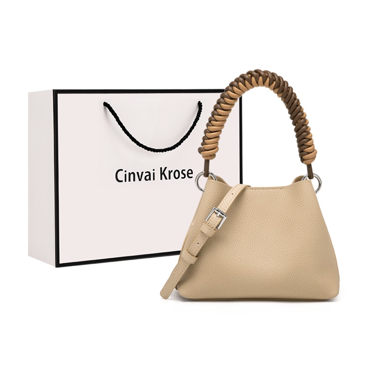 CinvaiKrose 辛瓦伊·克洛斯 时尚百搭通勤小众潮流 二层牛皮 单肩斜挎包 小号 女款 瑞士糖杏