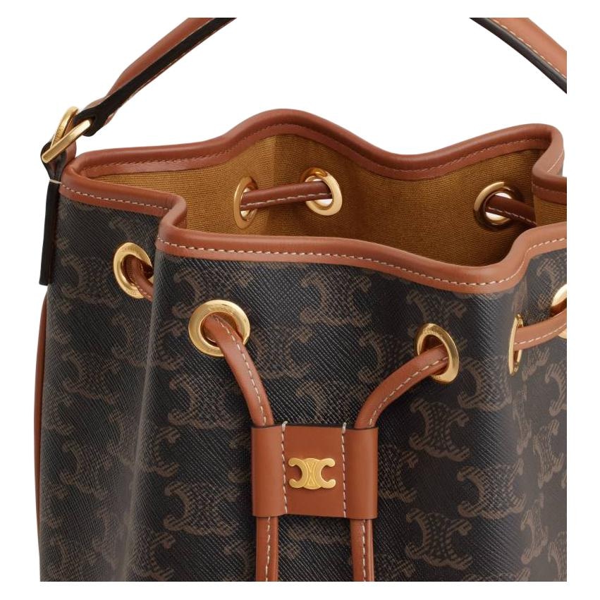 Celine Triomphe Canvas Bucket Bag Brown — фото 3