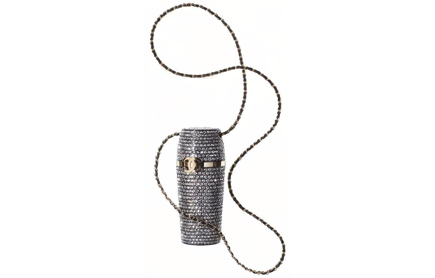 Chanel Logo Necklace Bag Silver