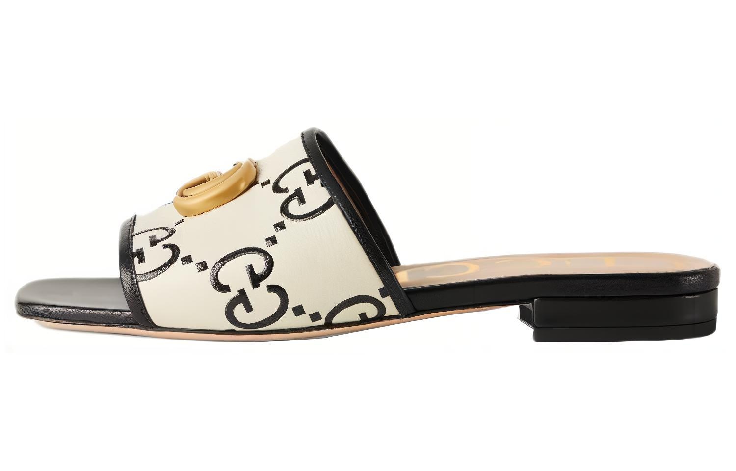 Gucci Slide Sandals Black White — фото 5