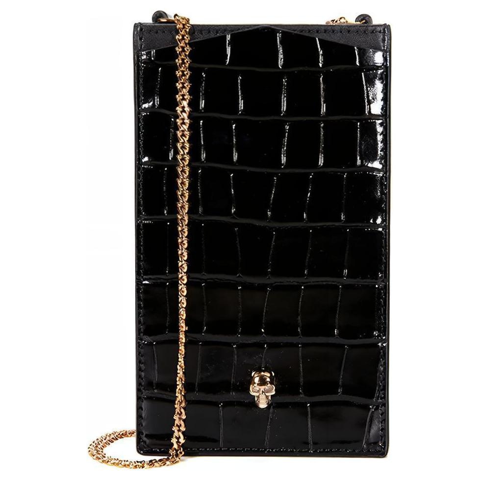 Alexander McQueen Skull Leather Phone Bag Black