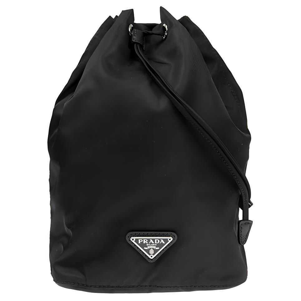 Prada Logo Drawstring Pouch Black
