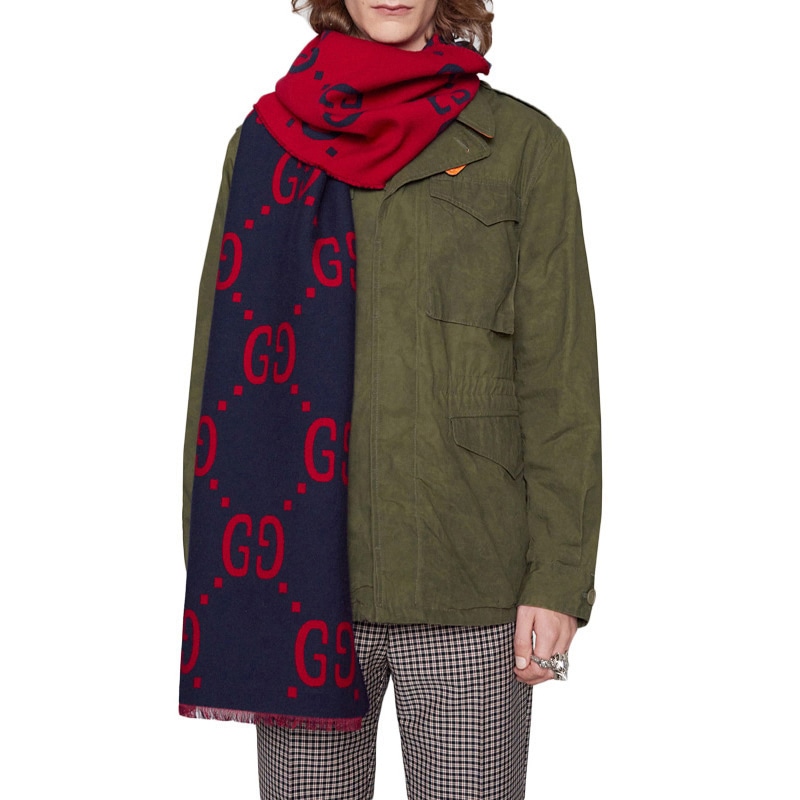 Gucci GG Jacquard Wool Silk Scarf — фото 3