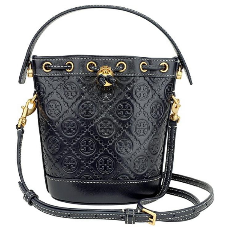 TORY BURCH/汤丽柏琦 Tory Burch T Monogram Mini Bucket Bag Midnight Blue