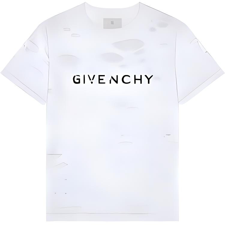 Givenchy/纪梵希 Givenchy SS23 Logo Print Distressed T-Shirt White