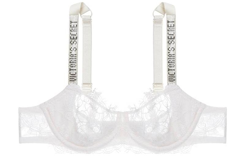 Victoria'S Secret Logo Lace Bra Coconut White