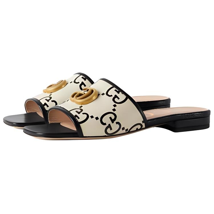 Gucci Slide Sandals Black White — фото 7