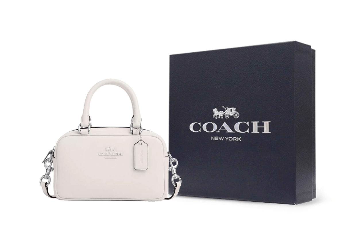 Coach Satchel 19 Logo Silver White — фото 4