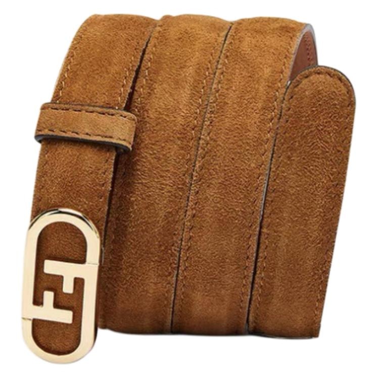 Fendi Logo Leather Belt Brown — фото 2