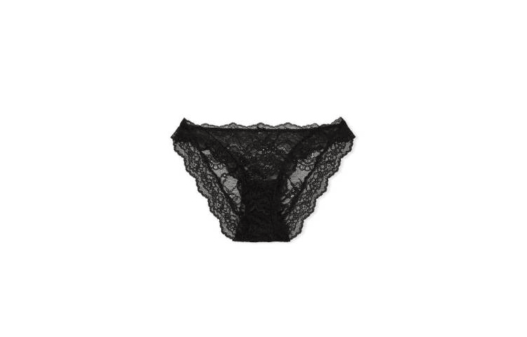 Victoria's Secret Floral Lace Low-Rise Briefs Black