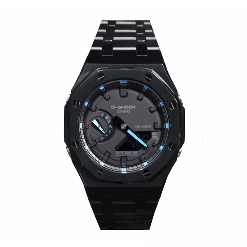 Часы CASIO/卡西欧 Casio GA-2100-1A1 Mod Black Steel Blue