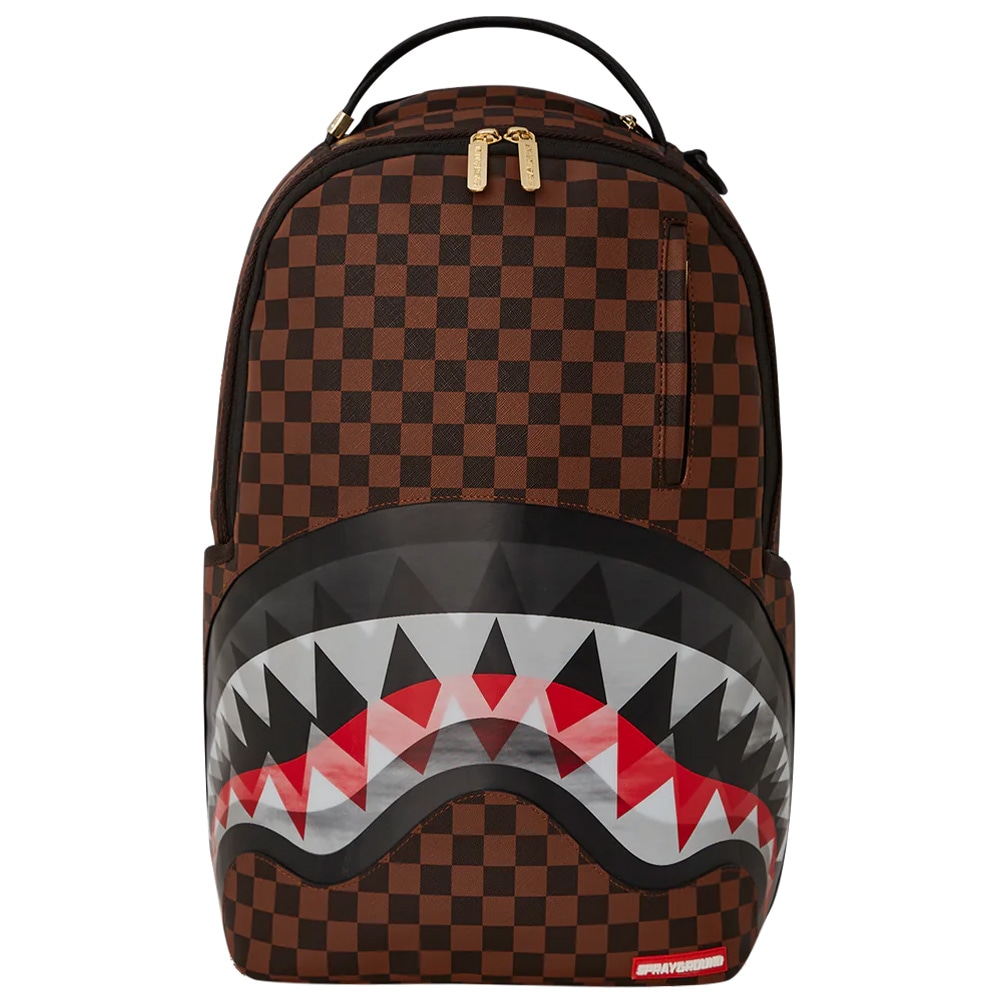 Sprayground Shark Mouth Checkered Backpack Brown