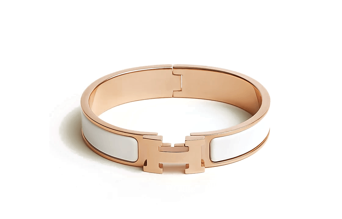 HERMES/爱马仕 Hermes Clic H Bracelet White/Rose Gold