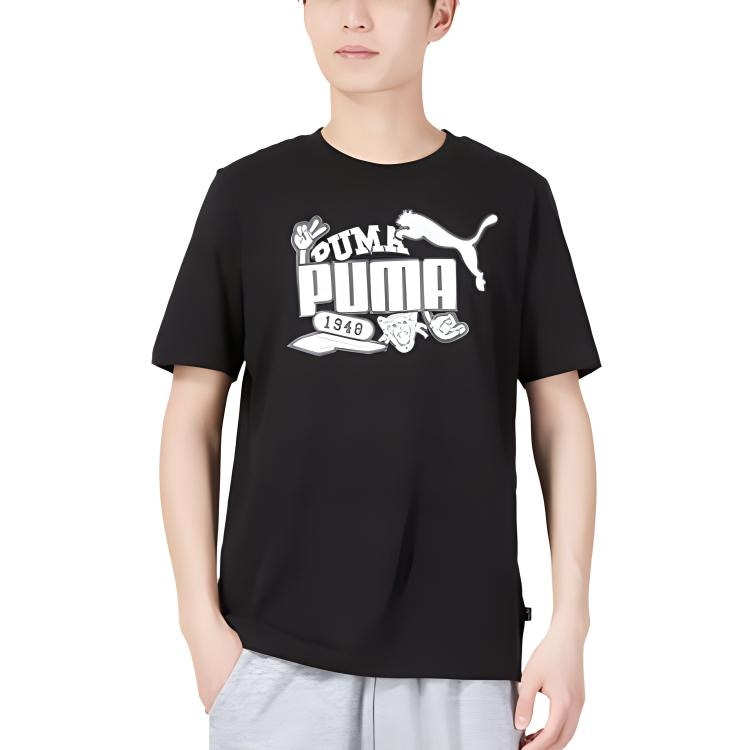 Puma Logo Crewneck T-Shirt Black — фото 2
