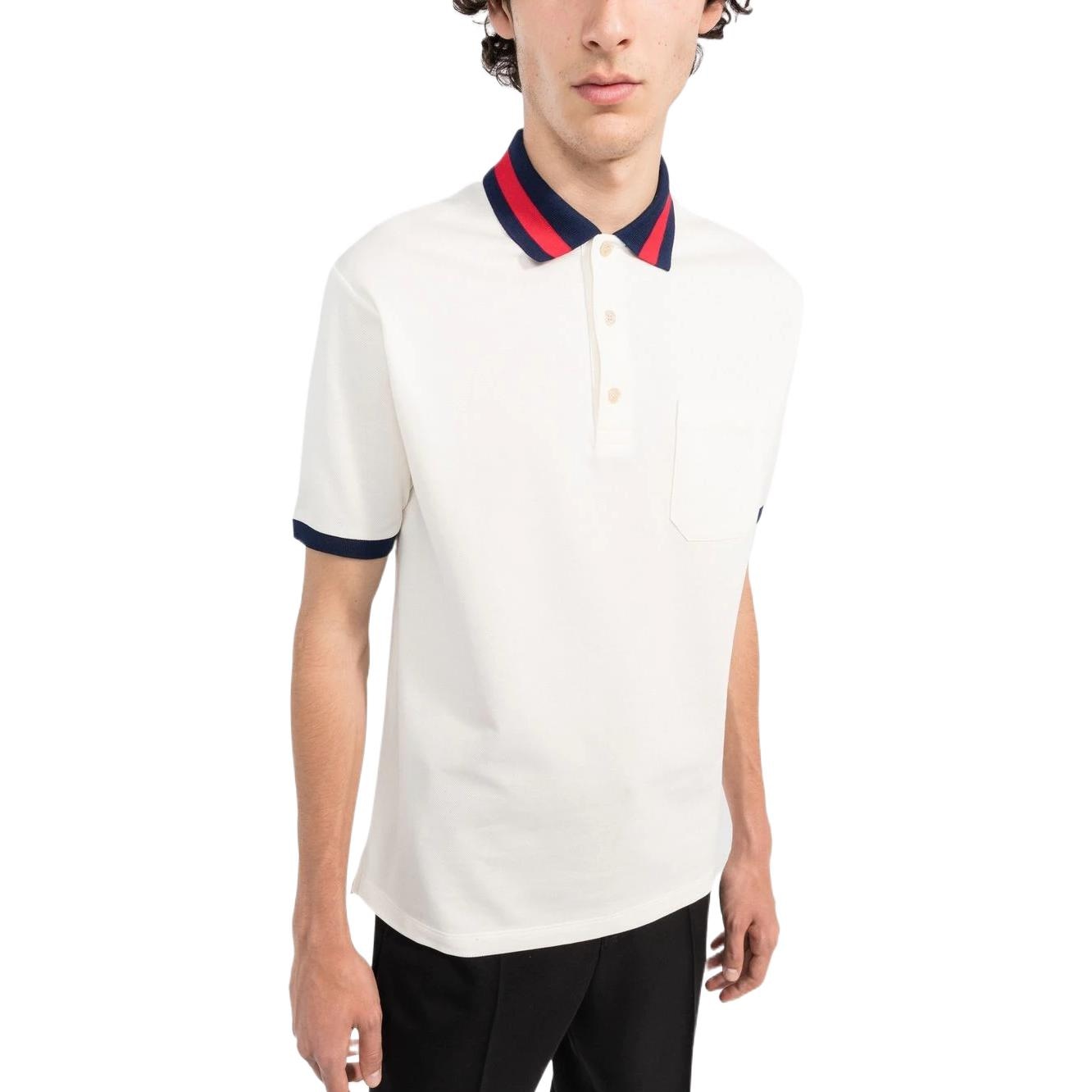 Gucci FW22 Striped Collar Polo White — фото 4