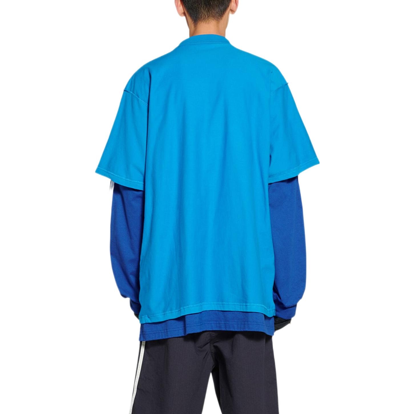 Balenciaga x Adidas Logo T-Shirt Blue — фото 3