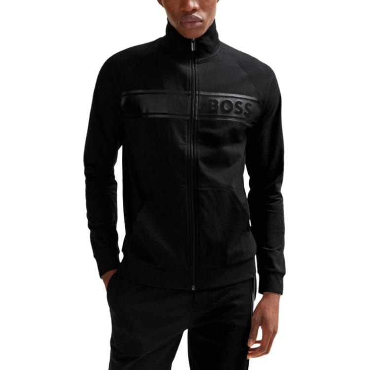 Hugo Boss SS24 Letter Print Zip-Up Jacket Black — фото 1