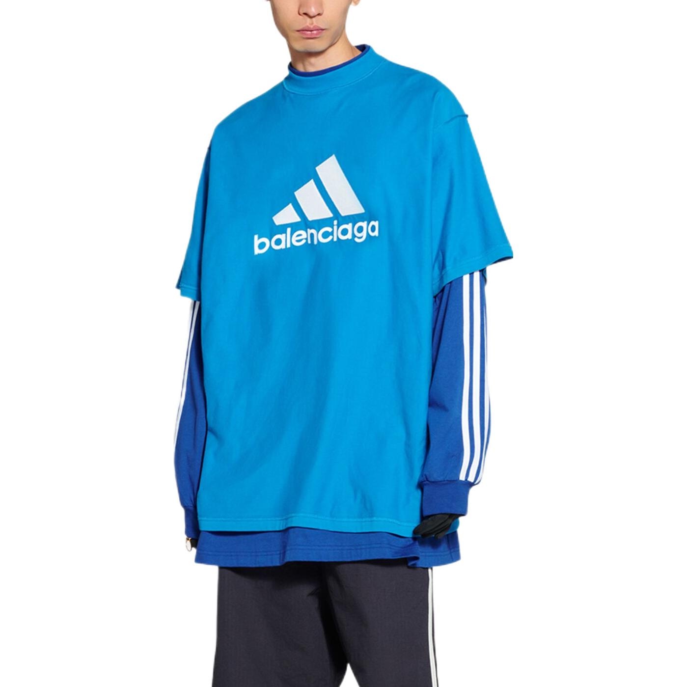 Balenciaga x Adidas Logo T-Shirt Blue — фото 2