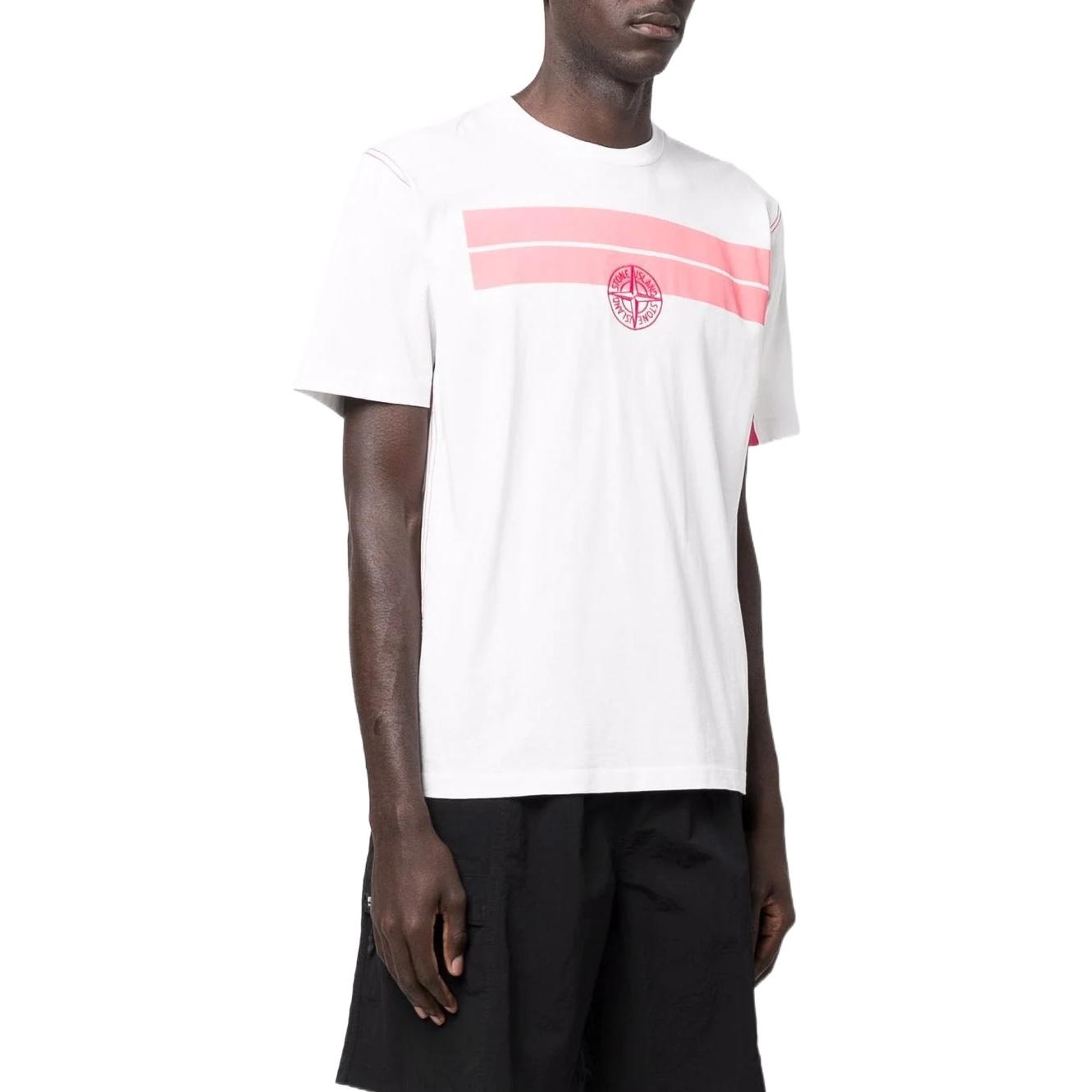 Stone Island SS22 Striped Logo T-Shirt White — фото 2