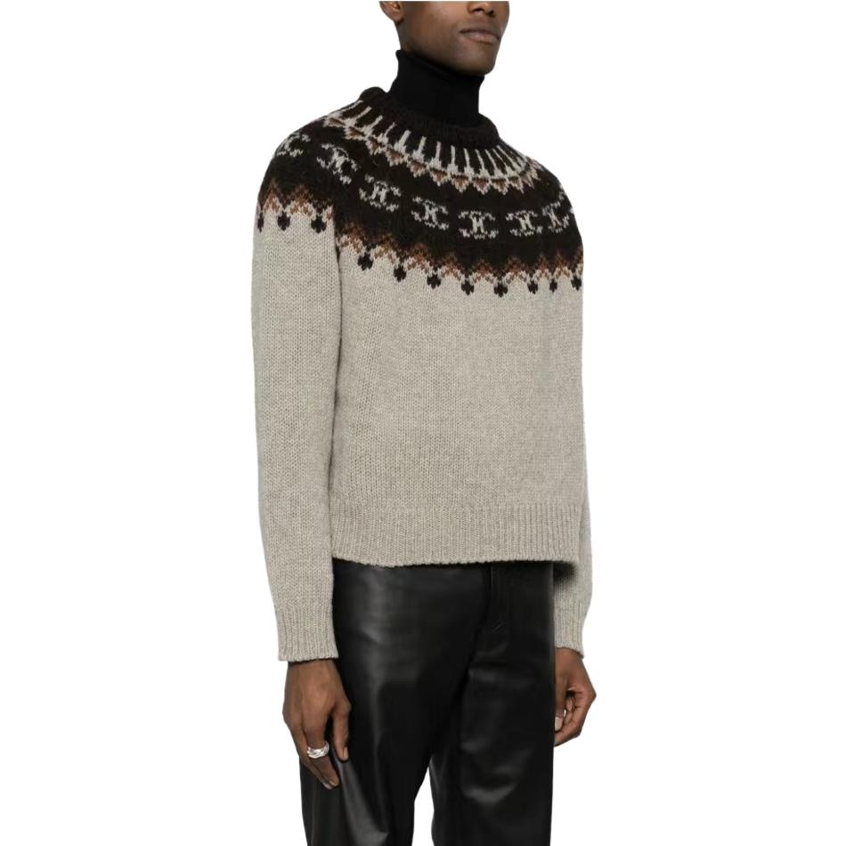 Celine FW23 Pattern Colorblock Crewneck Sweater Brown — фото 6