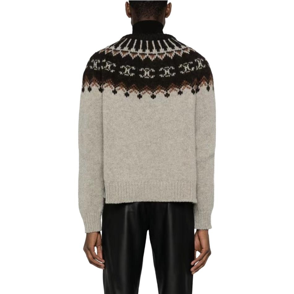 Celine FW23 Pattern Colorblock Crewneck Sweater Brown — фото 4